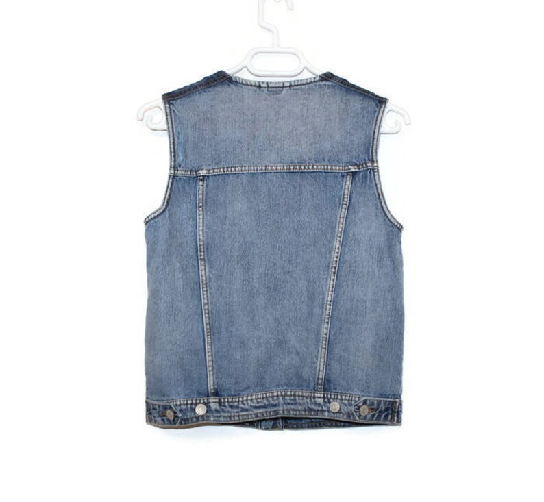 Classic Vest Fitted Denim Waistcoat Jeans Blue Denim Vest Etsy
