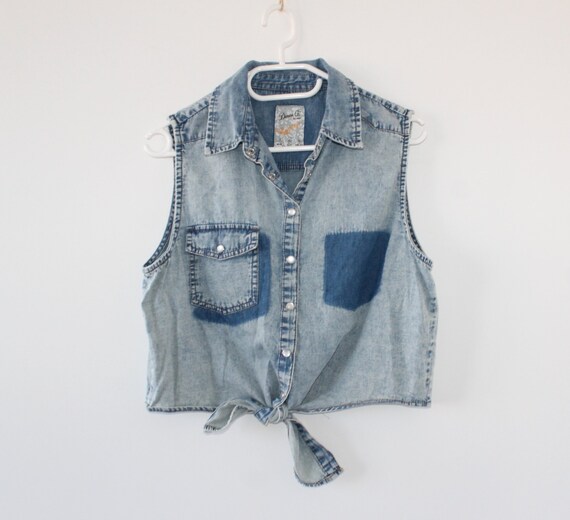 denim tie crop top