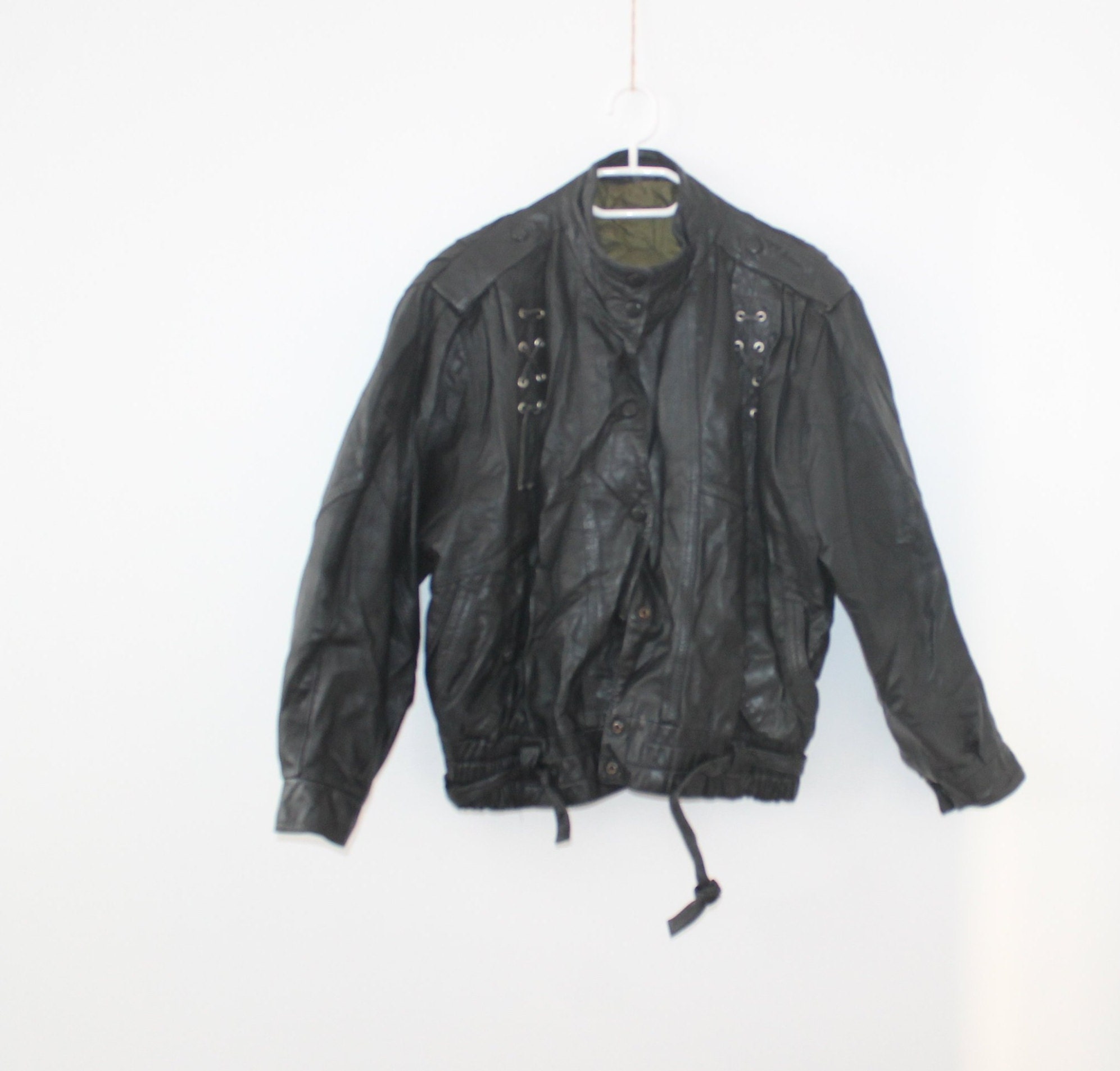Leather Moto Jacket 90s Vintage Punk Rocker Biker 50