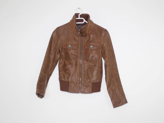 Leather BOYFRIEND Leather Bomber Jacket 80s Black Vintage Crop Motorcycle Biker Coat Short Moto Unisex Blazer 1980s Women Hipster Large