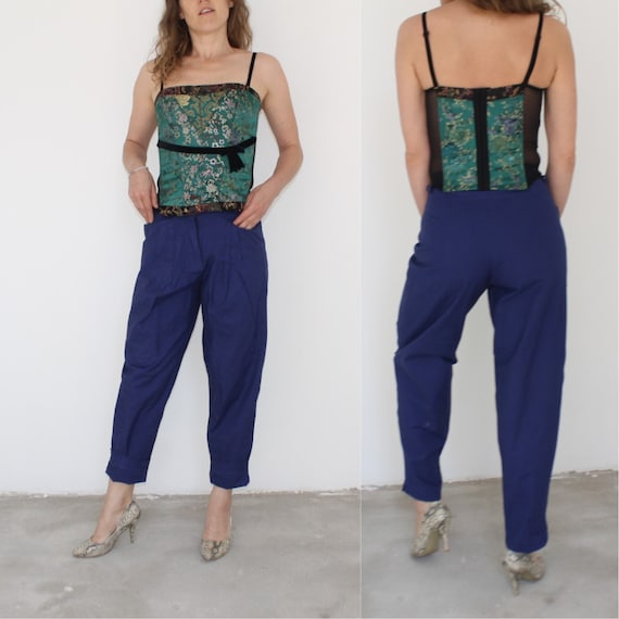 navy blue tapered pants