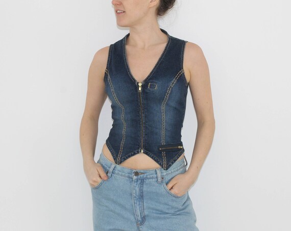 fitted denim vest