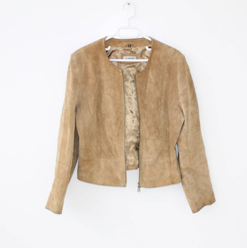 Vintage 80s Caramel Brown Suede Jacket Avant Garde Genuine Etsy
