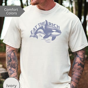 Eat the Rich Shirt, Eat the Rich Sweatshirt, Orca Whale Yacht, Vintage style graphic, Comfort Colors, Protest Rally shirt, Anti Oligarchs
