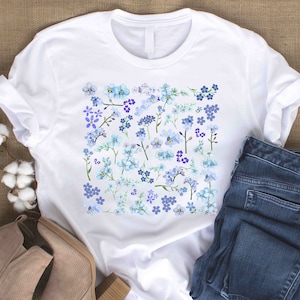 Cottagecore shirt, Forget Me Not Tshirt, Wild Flowers Shirt, Floral T-shirt, Flower Shirt, Gift for Women, Ladies Shirts, Best Friend Gift