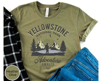 Vintage inspired Yellowstone National Park shirt, Vintage camping shirt, gift for man, Oversized tee, plus sized, hiking shirt, unisex