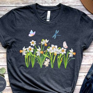 Cottagecore shirt, floral daffodils Tshirt, Whimsical garden, goblincore aesthetic, Gift for Woman, Ladies Shirts, Best Friend Gift