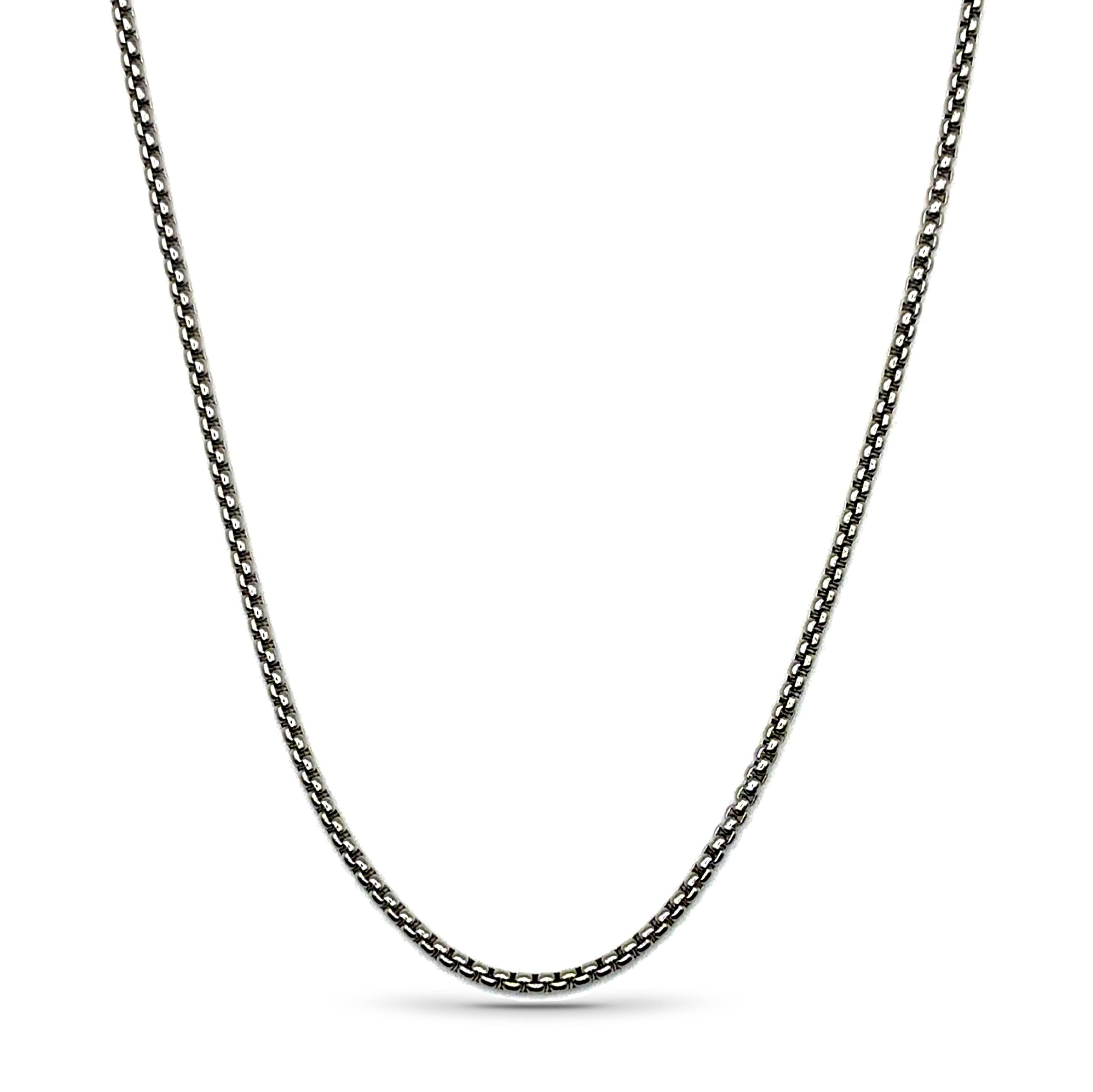 Box Chain (Silver) 2MM Necklace: Stainless Steel, Magnetic Clasp