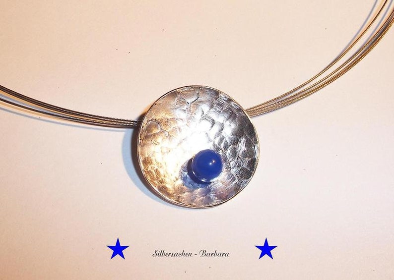Zilveren schaal met blauwe agaat en oorbellen 925 afbeelding 3