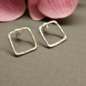 Large hammered Silver earrings 925 Silver image 2