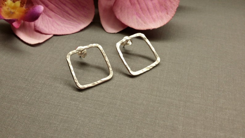 Large hammered Silver earrings 925 Silver image 2