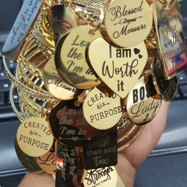 Gold Charm Bangle Etsy