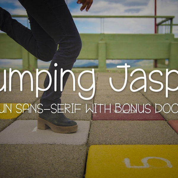 Jumping Jasper, font, handwritten font, handwriting font, kids font, childrens font, childish font, quirky font, fun font, birthday font,