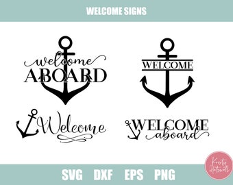 Boat Welcome Signs SVG Bundle, boating welcome sign bundle, Boating svg, Welcome Aboard svg, Anchor svg, Welcome svg, svg bundle,