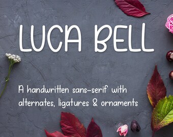 Luca Bell, font, handwritten font, sans-serif font, handwriting font, ornament font, dingbat font, doodle font, fun font, relaxed font