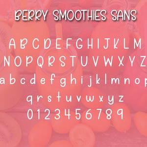 Berry Smoothies, font, script font, font duo, swirly font, pretty font, feminine font, cursive font, bouncy font, handwritten font, fun font image 3