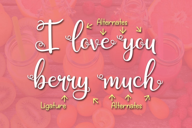 Berry Smoothies, font, script font, font duo, swirly font, pretty font, feminine font, cursive font, bouncy font, handwritten font, fun font image 4