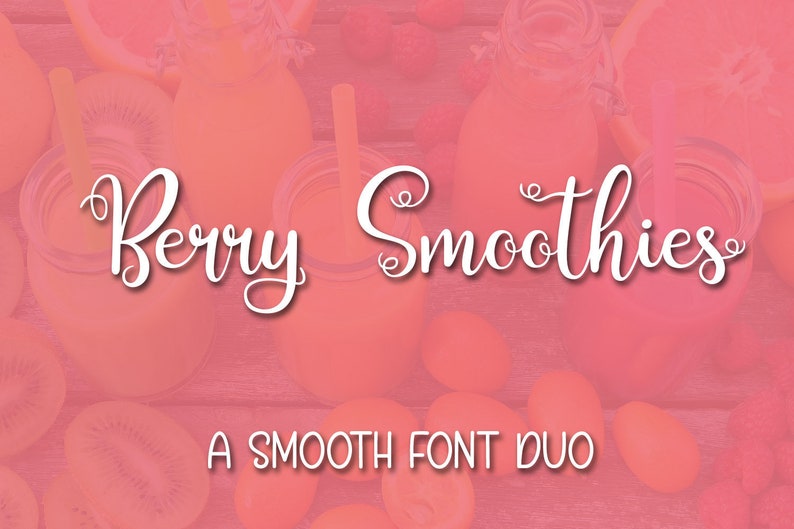 Berry Smoothies, font, script font, font duo, swirly font, pretty font, feminine font, cursive font, bouncy font, handwritten font, fun font image 1