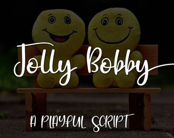 Jolly Bobby, script font, playful font, relaxed font, fun font, commercial font, smooth font, playful script font, fun script font, script