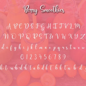 Berry Smoothies, font, script font, font duo, swirly font, pretty font, feminine font, cursive font, bouncy font, handwritten font, fun font image 2