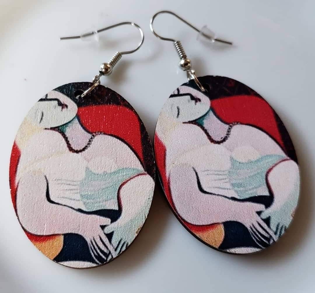 Pablo Picasso earrings. Art earrings. Statement earrings. Pablo Picasso jewelry. Lightweight