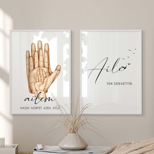 AILE Poster | Hand watercolor | Poster zur Geburt | Geschenk Familie | Namensbild Familie | wanddeko | Wandbilder | Kindergeschenk