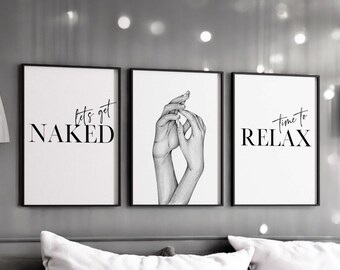 Bedroom poster set, couple one-line drawing, bedroom typography, love quotes, love poster wedding gift, bedroom decor