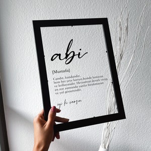 Geschenk Abi + Name | Geschenk Bruder | türkische Poster | bayram hediyesi abi | anne babaya hediye | ailem | geschenkidee mit namen |