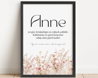 Gift for mom, Anneye hediye, bayram hediyesi mom, Turkish poster, hediyelik, anne icin sözler, mom birthday gift