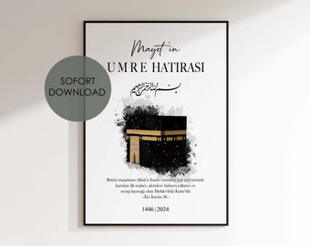 Umrah Hatirasi, Umrah gift download, ready to print, printable Islamic gifts, gifts for Umrah, Kaaba download, Mecca print