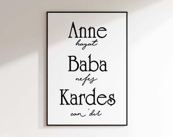 Family poster for the living room, gift for the family, gift for a Turkish family, Turkish gift for mom, hayat kardes (family family)