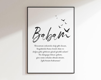 Gift for Dad, Father's Day gift, gift for Dad, Turkish poster, Islamic images, birthday gift for Dad, Turkish gift
