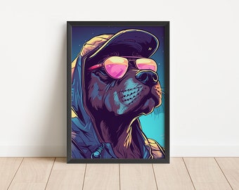 Affiche de chien, pop art de chien, chiens, affiche de bureau, affiche de chien, propriétaire de chien cadeau, art numérique, design pop art, chien comique, Herbert