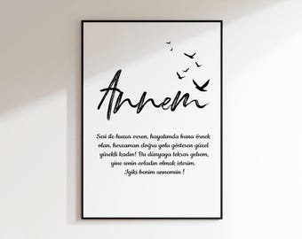 Anne kuslar | anneye hediye | anneler günü hediyesi |Gift Mom | Turkish posters | anne icin güzel sözler, mother's day gift turkish