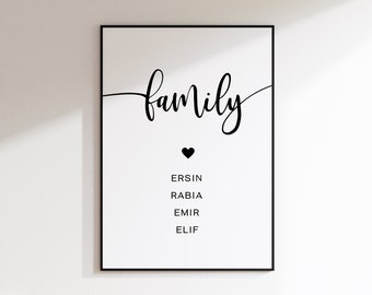 Family poster, family picture, family poster with names, gift for parents, gift for mom, Christmas gift for mom, family portrait