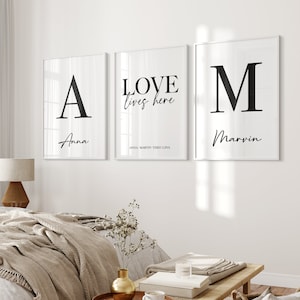 3 Poster Schlafzimmer | Namensbilder | Love Bild | bedroom poster | Familienposter | interior love | wanddeko schlafzimmer
