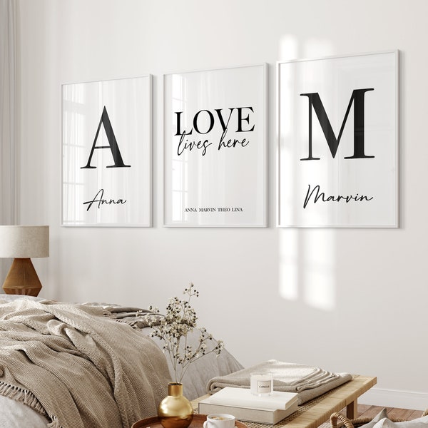 3 Poster Schlafzimmer | Namensbilder | Love Poster | bedroom poster | Familienposter | interior poster | wanddeko schlafzimmer