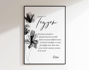Deko Teyzem | Black Flower | Aunt in black with flowers | teyze hediye, bayram hediyesi, gift aunt Turkish, eid gift Turkish