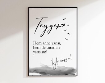 Gift for aunt, Turkish gift, family picture, Bayram gift for aunt, Eid gift, Turkish poster