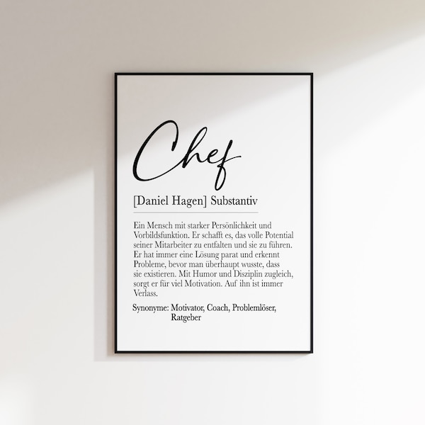 Bild Chef | Definition - Personalisierte Geschenkidee, Weihnachtsgeschenk Chef, Abschiedsgeschenk Chef, Chef Namensbild personalisiert