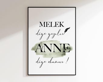 Melek annem | anneye hediye | anne icin güzel sözler | Bayram hediyesi | Turkish Posters | Aile tablosu | Anne icin hediye