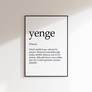 Geschenk Yenge + Name | Geschenk Tante| türkische Poster | bayram hediyesi yenge| anne babaya hediye | ailem | geschenkidee mit namen |