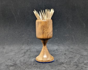 Hadcrafted Iroko hardwood toothpick holder