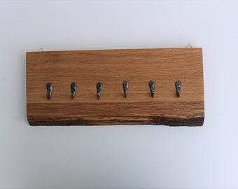 Oak key rack with live edge