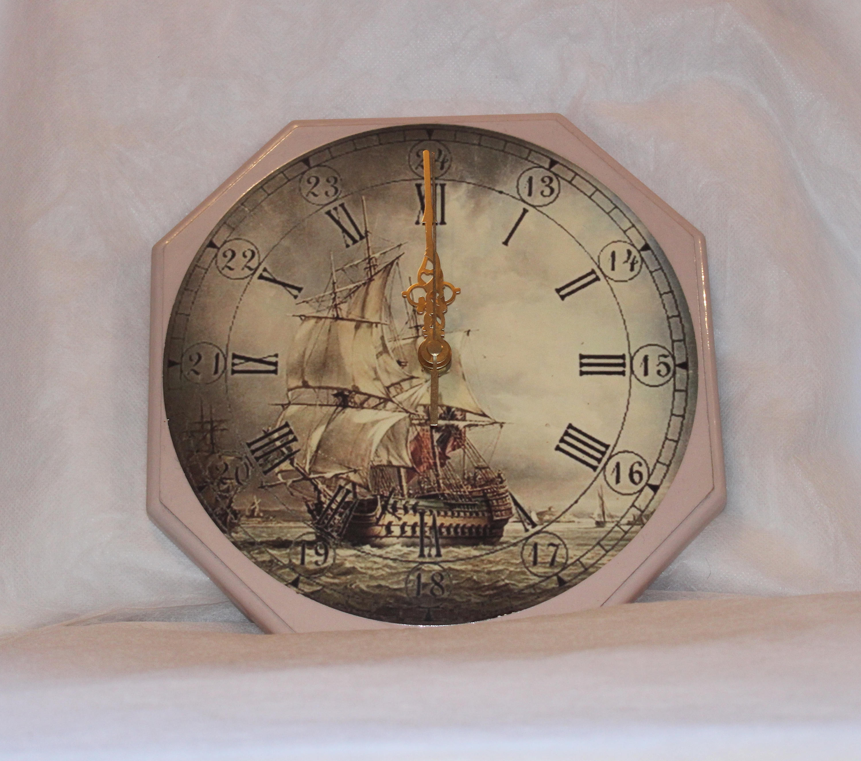 Sailing Ship Wall Clock Decoupage wall clock Wooden wall Etsy
