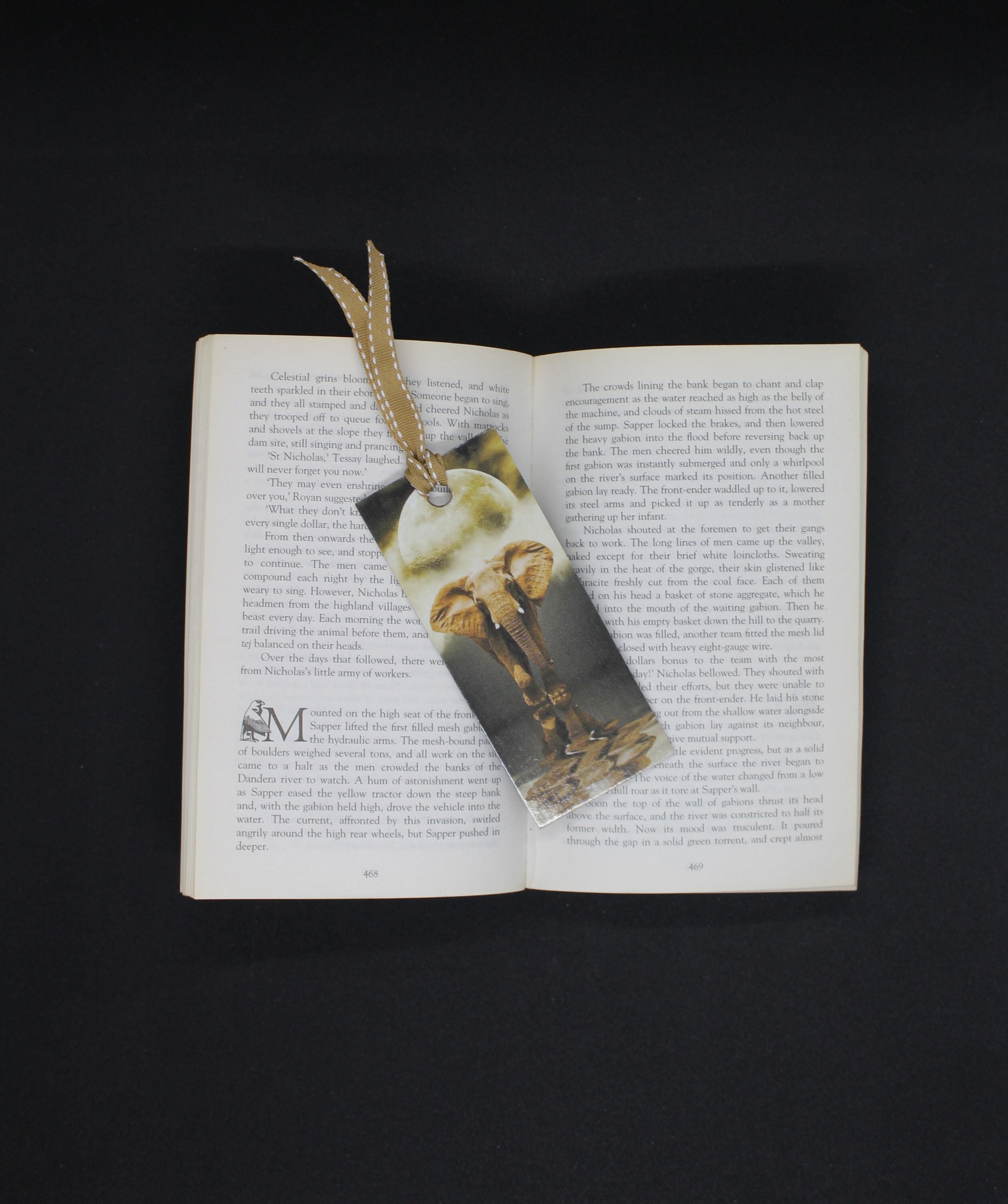 Handcrafted, Decoupage, African Elephant themed wooden bookmark