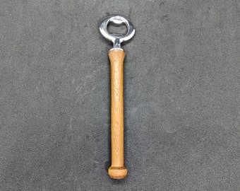 Handcrafted, Lathe turned, bottle opener with a hardwood handle