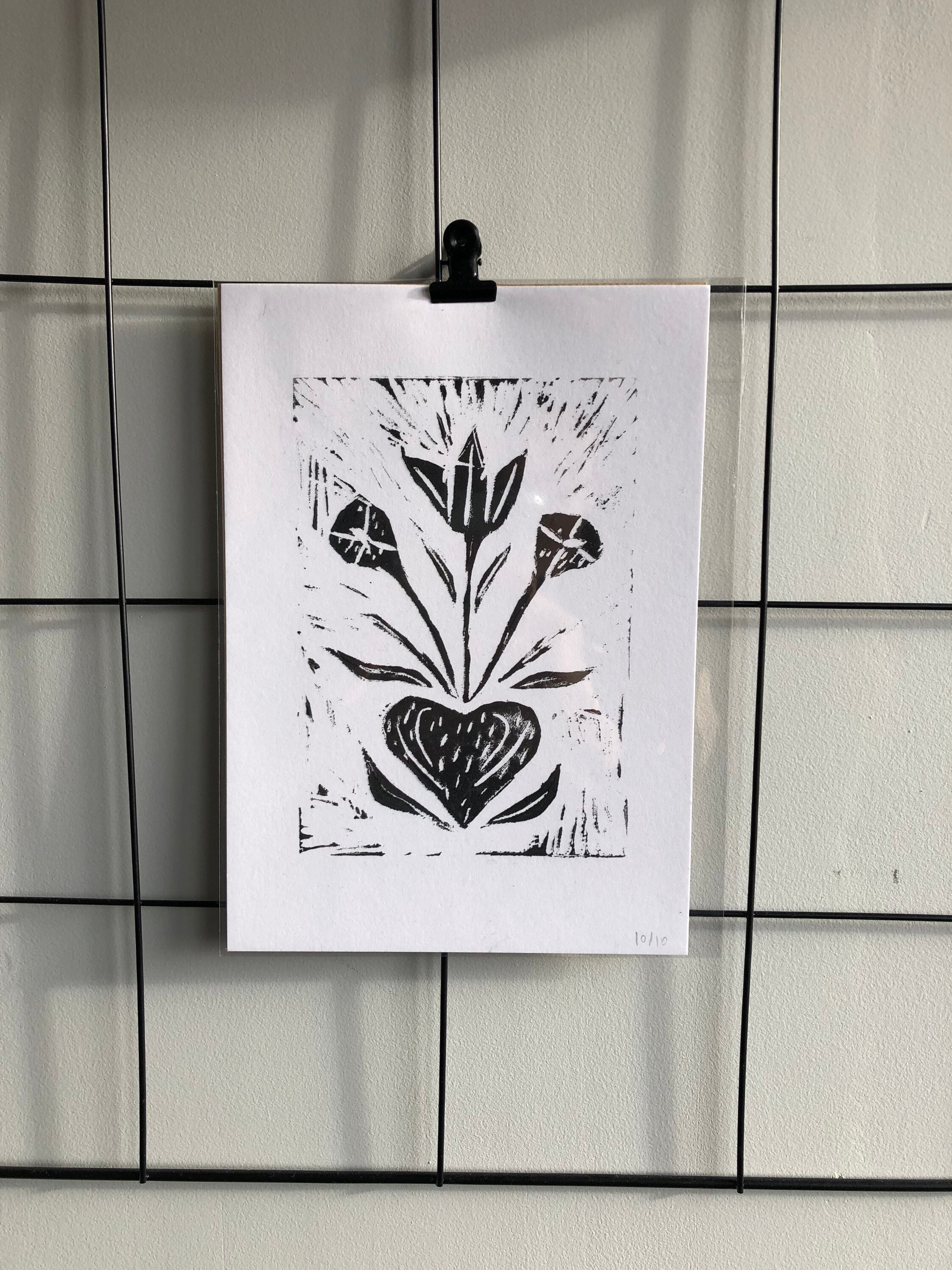 Lino Gravure Bouquet de Fleurs