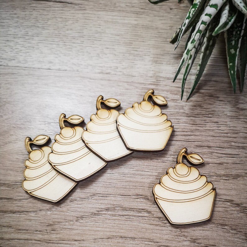 muffin cutout Wooden cupcakes for crafts unpainted wood cupcake Laser cut unfinished shapes