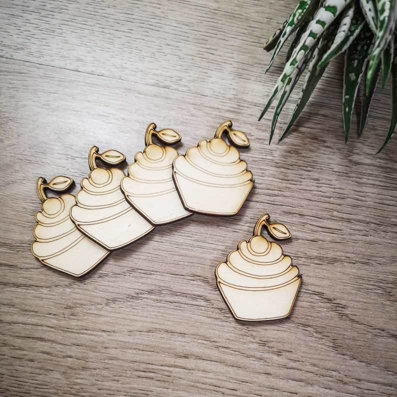 muffin cutout Wooden cupcakes for crafts unpainted wood cupcake Laser cut unfinished shapes